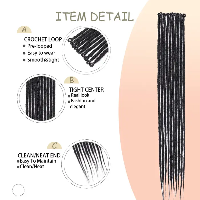 Extensions de Dreadlock synthétiques 24/30 pouces