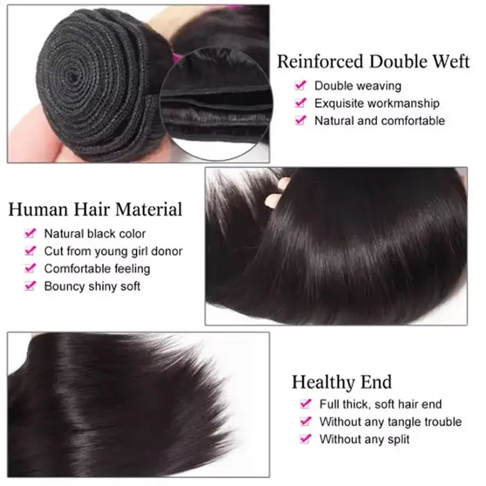 Extensions de cheveux humains brésiliens vierges non traités