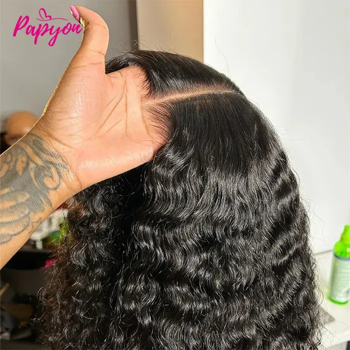 Perruque Lace Frontal Wig naturelle sans colle, cheveux humains, 6x4, prêt à porter, pré-épilés, bou