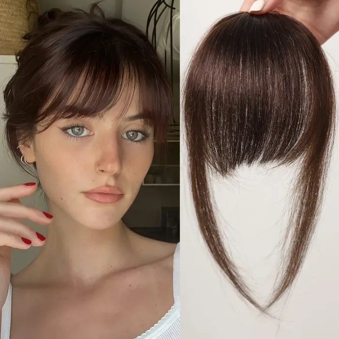 Cheveux humains frange postiche Clips pour femmes blond doré 100% Remy cheveux humains vaporeux fran