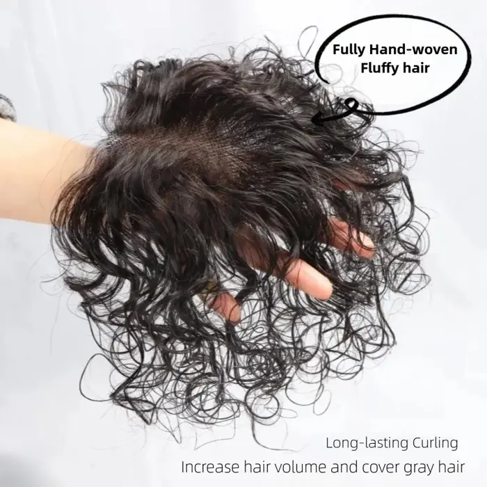 Topper de cheveux humains bouclés avec frange
