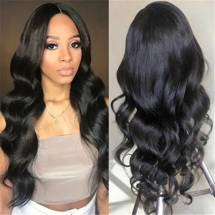 Perruque synthétique noire à la mode, grandes vagues, cheveux longs et bouclés, cheveux longs et moe