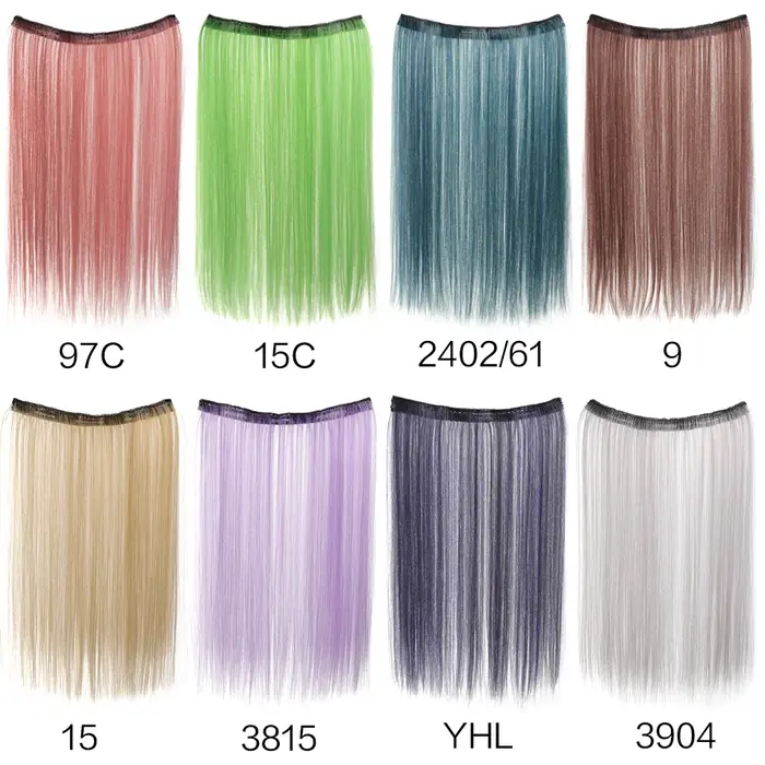 Extensions de cheveux synthétiques lisses et longues de 20 pouces pour femmes, couleurs vives, fibres synthétiques, faciles à utiliser