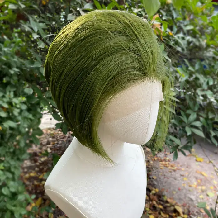 Perruques de Cosplay Bob vertes pour hommes