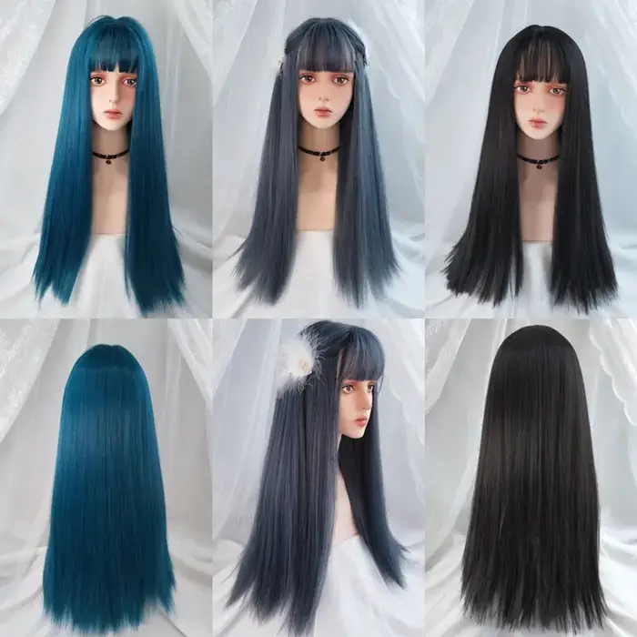 VICWIG – Perruque de cosplay longue avec frange