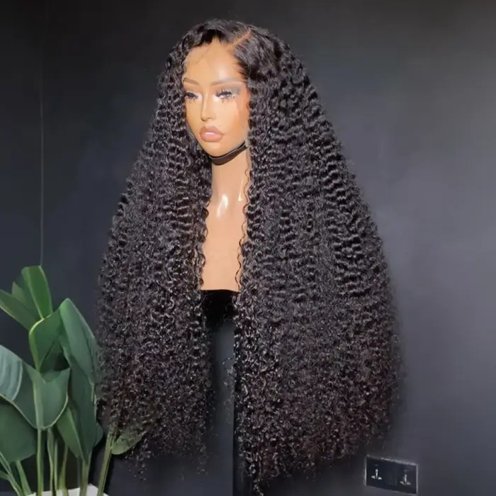 Perruque Kinky Curly HD Full Lace Frontal 13X4X1 pour femmes noires