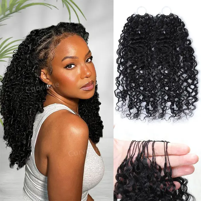 Extensions de cheveux humains bouclés au crochet, pré-séparées, sans nœuds, ondulations profondes, p