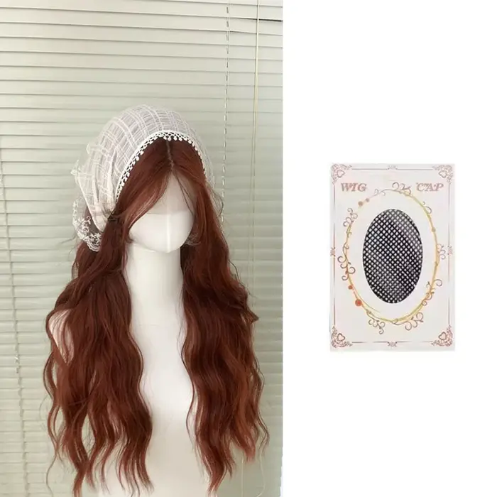 Perruque rouge-brun caramel pour femmes, cheveux ondulés longs de 65 cm, perruque synthétique à dent