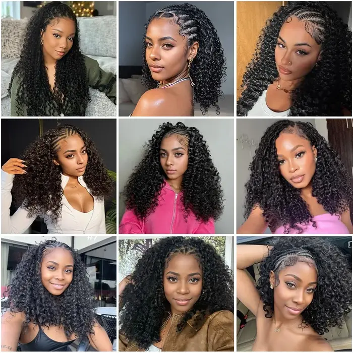 Extensions de cheveux humains bouclés bouddhistes 100 % naturels pour tresses au crochet, style bohè