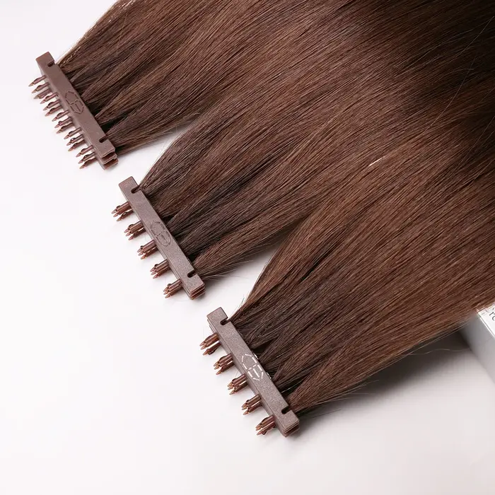Extensions de cheveux cachées 6D-3, 52g, micro-liens, cheveux humains, couleur brun foncé # Extensio