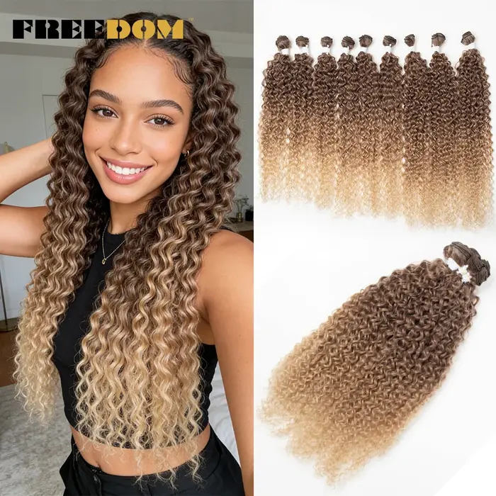 Extensions de cheveux synthétiques bouclés crépus FREEDOM 22 24 26 pouces