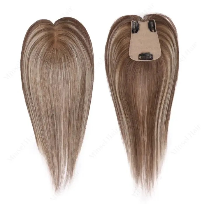 Topper de cheveux humains brun Ombré Balayage 7x11cm