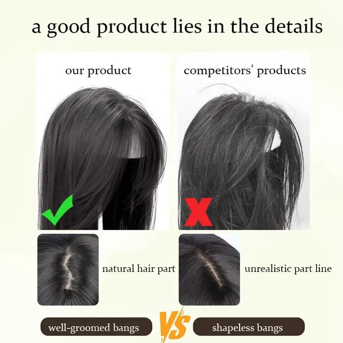 LUPU 24 pouces perruques cheveux noir perruque synthétique