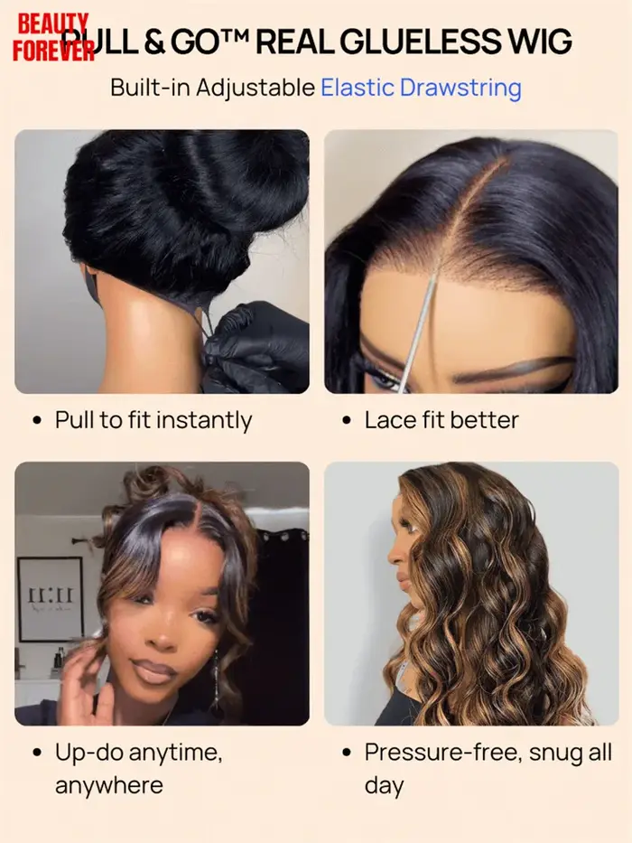 Perruque Beautyforever Balayage Brun Mèches Dégradées Effet Ondulé 7x5 Sans Nœuds Sans Colle Cheveux Humains Naturels