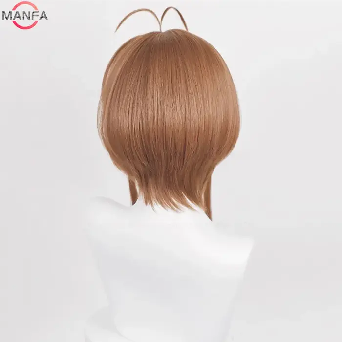 Perruque de Cosplay Anime Sakura Kinomoto, perruque courte de 46cm pour femmes et filles, cheveux sy