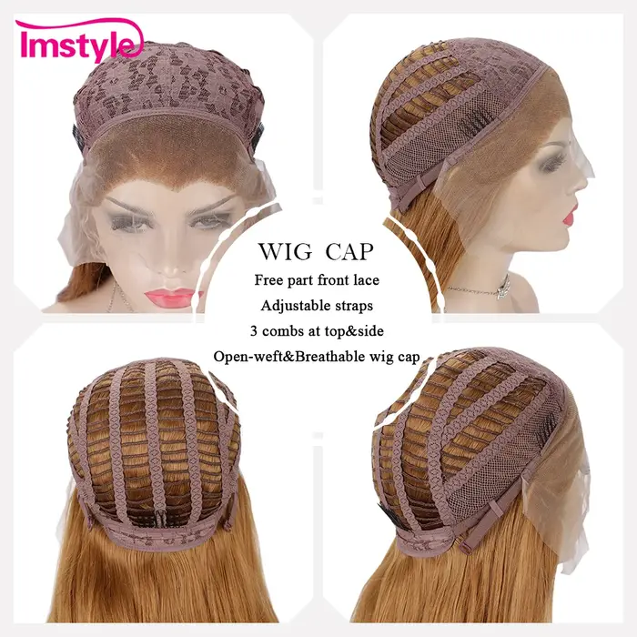 Imstyle – perruque Lace Front Wig synthétique ondulée Blonde dorée
