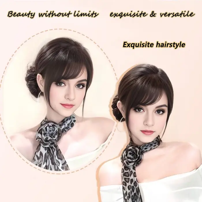 Perruque synthétique avec frange latérale naturelle pour femmes