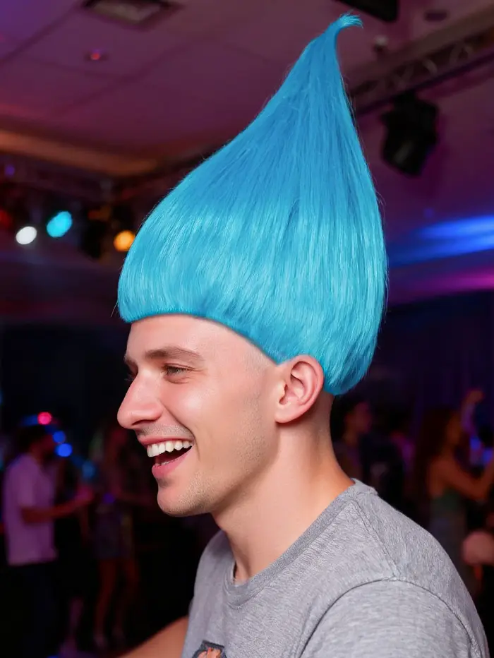 Perruque bleue synthétique pour fête d'Halloween