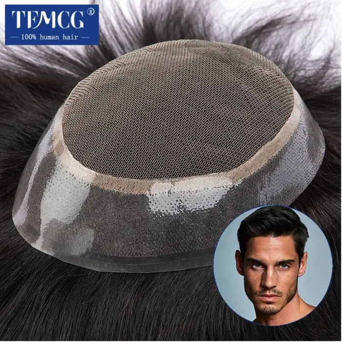 Australie mâle cheveux prothèse dentelle PU Base respirant naturel délié naturel naturel cheveux hum