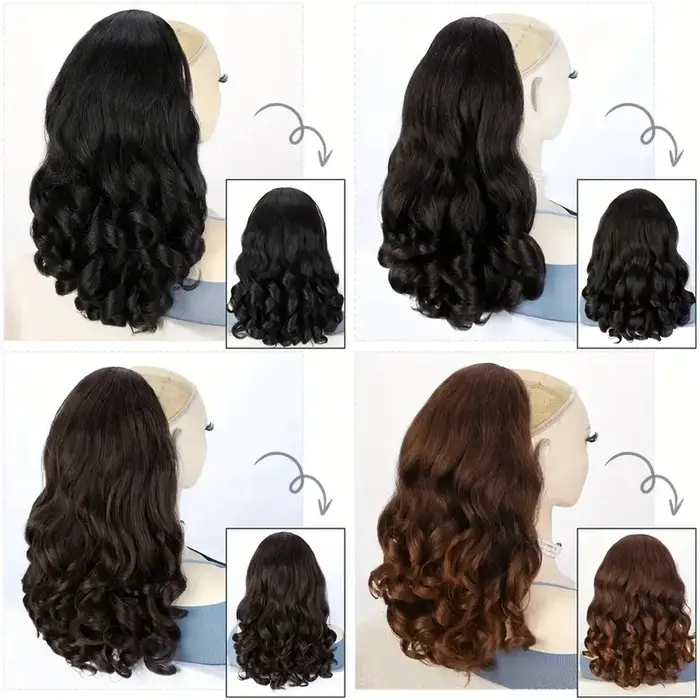 Extension de queue de cheval bouclée synthétique Yaki Bergame pour femme
