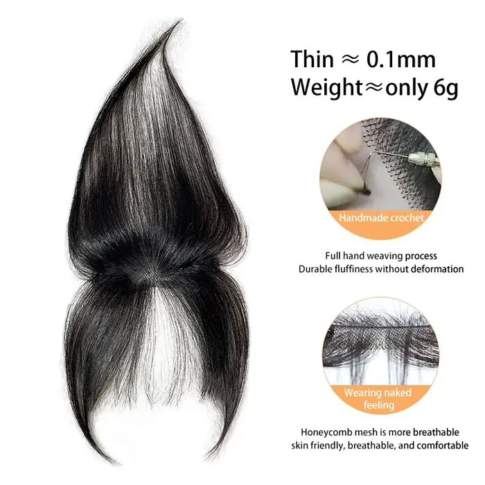 Extension de Cheveux 100% Naturels Gris avec Frange Française 3D
