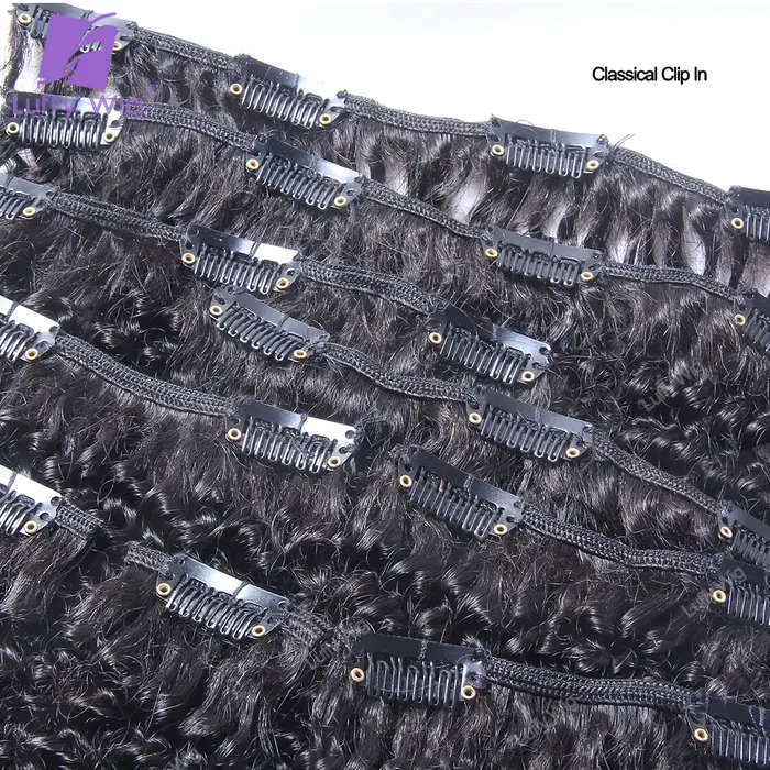 Sans couture pu 3c 4a Afro crépus bouclés pince dans les Extensions de cheveux humains Remy brésilien