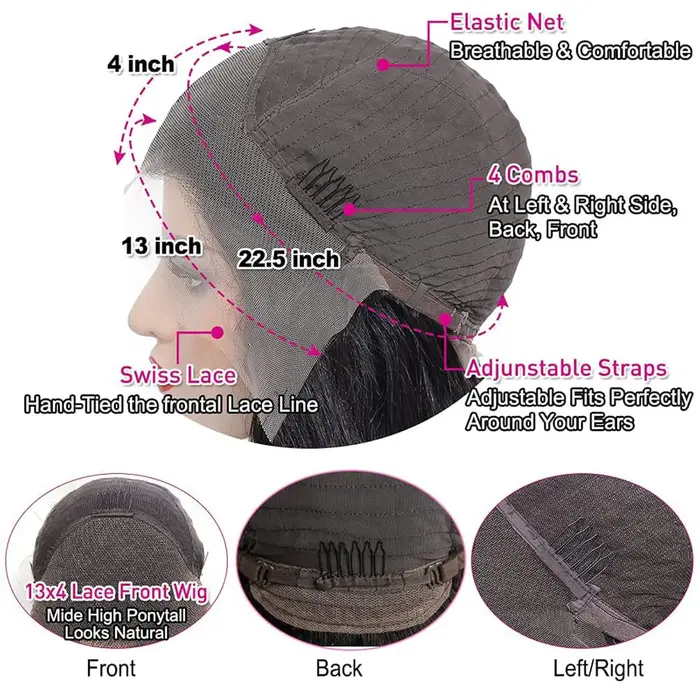 Perruques bouclées frontales en dentelle transparente HD 13x4 pour femmes, densité 200%, cheveux hum