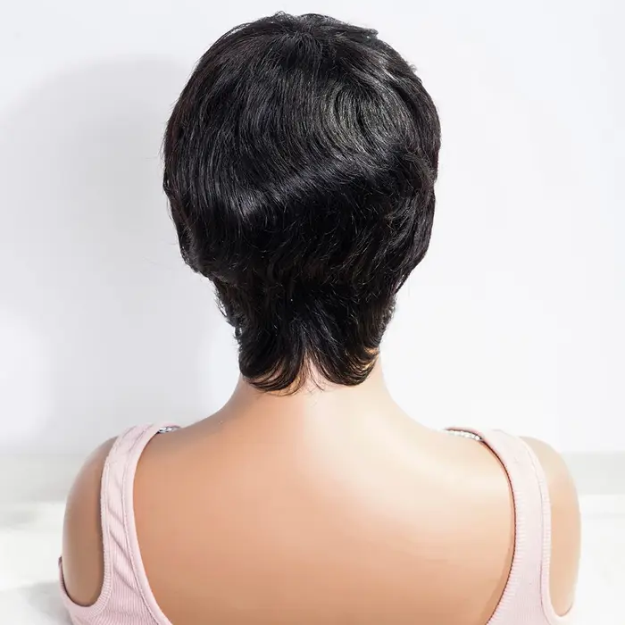 Perruque de cheveux humains coupe Pixie pour femmes blanches