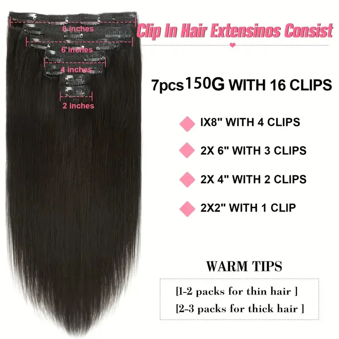 Extensions de cheveux synthétiques lisses de 20 pouces