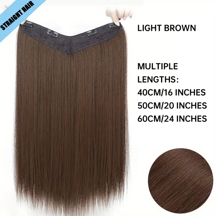 Extensions de cheveux synthétiques longues et lisses avec Clip en une seule pièce