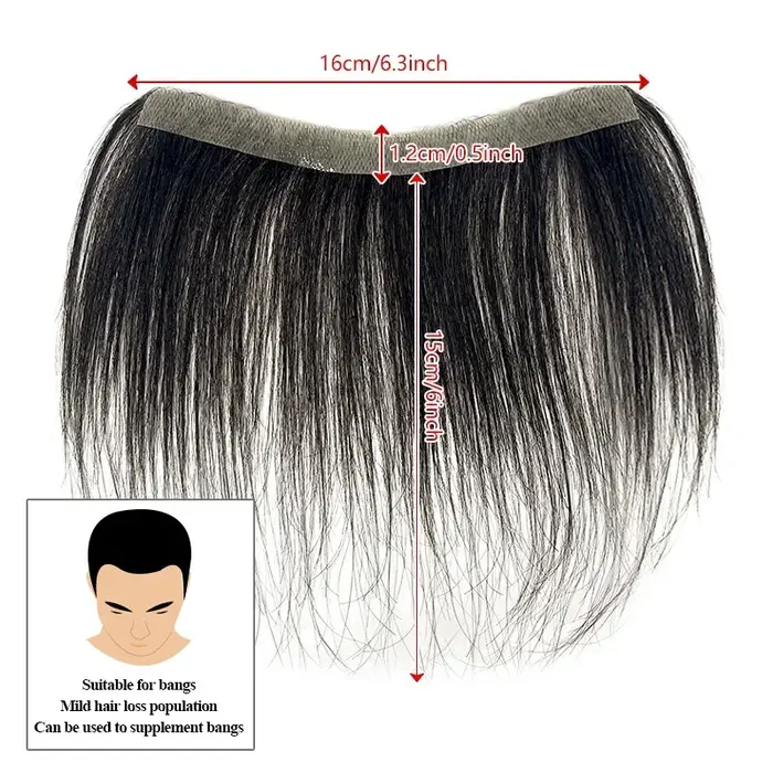 15cm 100% cheveux humains toupet droit Style V ligne de cheveux frontale pour hommes système de remp