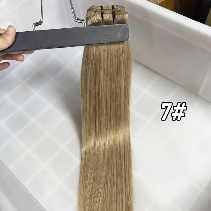 Extensions de cheveux vietnamiens lisses, tissage de cheveux humains, blonds avec mèches décolorées,