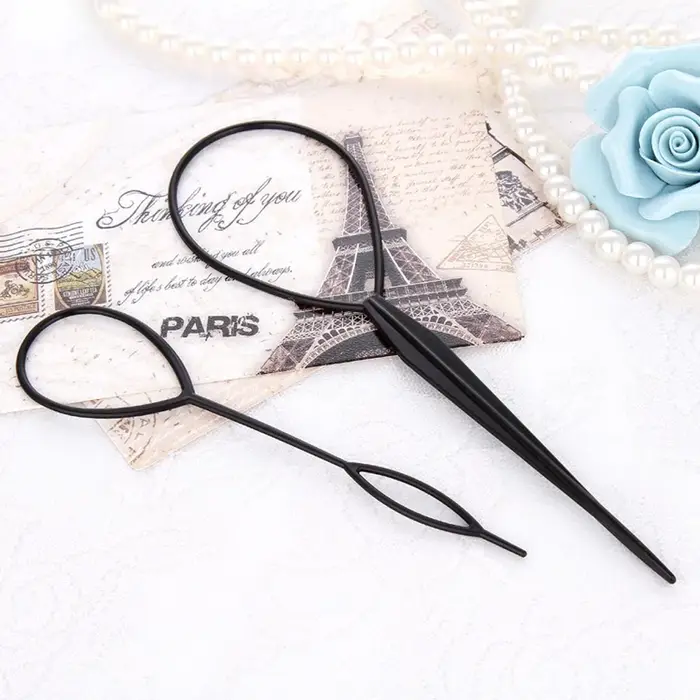 2 pièces/S et créateur de queue de cheval boucle en plastique noir poney Topsy queue pince cheveux a