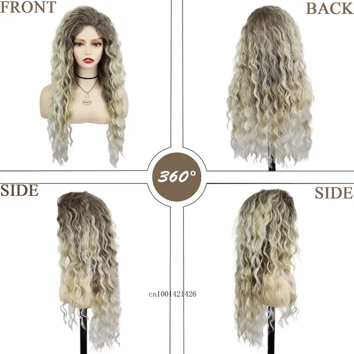 Nouvelle perruque blonde cendrée perruques synthétiques longues cheveux bouclés pour femmes vague moelleuse Ombre