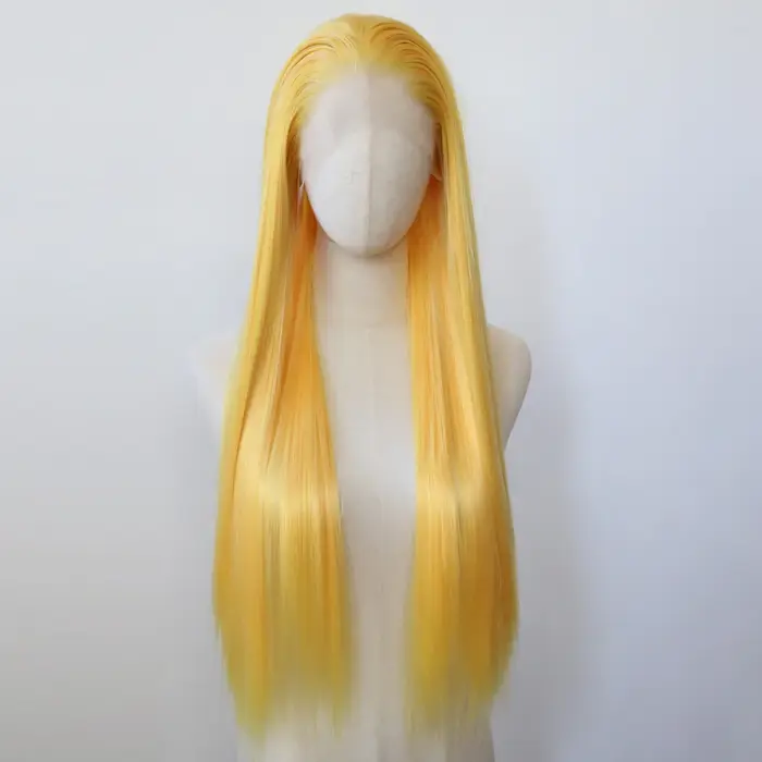 Perruque Lace Front Wig synthétique jaune