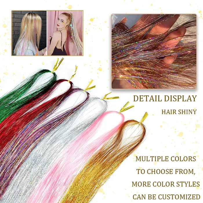 Extensions de cheveux synthétiques scintillantes 93/120 cm