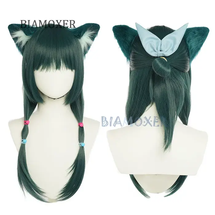 Maomao Cosplay perruques Anime l'apothicaire journaux perruque mignon femmes vert noirâtre cheveux longs Mao Mao