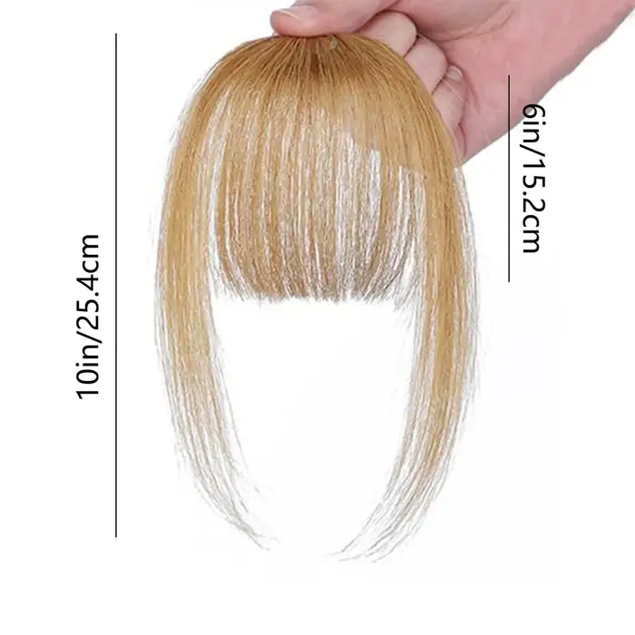 Frange de rideau vaporeux 100% cheveux humains, frange d'air française légère avec branches, extensions de cheveux à Clip pour femmes, couleur blonde