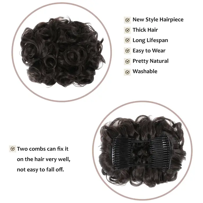 Chignon synthétique court bouclé désordonné