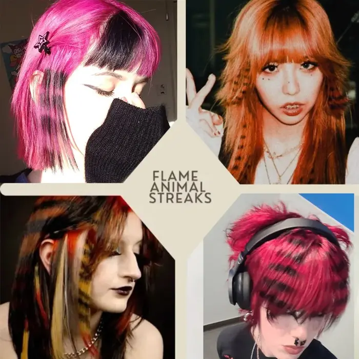 Extensions capillaires synthétiques lisses à Clip imprimé à rayures