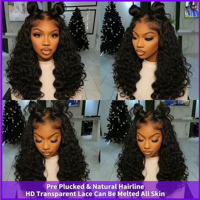 Perruque Lace Frontal Wig 360 HD sans colle, cheveux naturels, Deep Wave, 22 à 30 pouces, pre-plucke