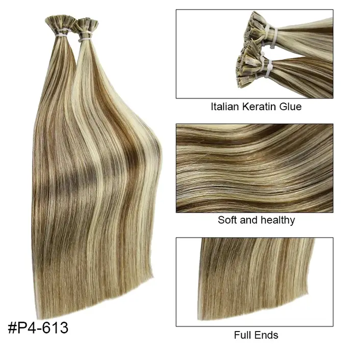 Extension de cheveux humains droits à pointe plate par Capsules de kératine de Fusion 0.8g/ 1g/brin 50pcs