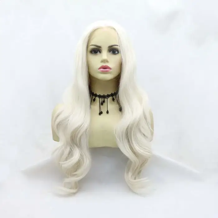 Perruque Sylvia 60 # Perruques synthétiques blondes à dentelle frontale