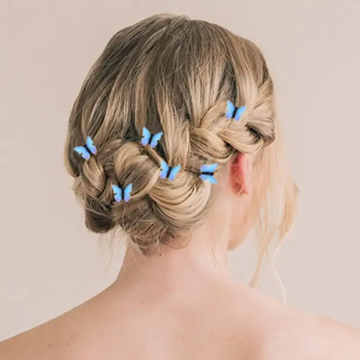 Pinces à cheveux papillon bleues