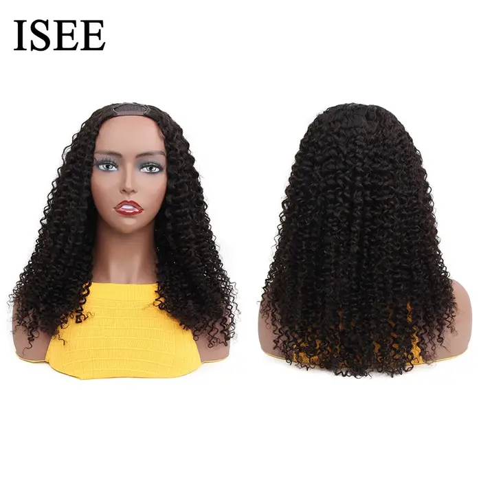Perruques mongoles crépues bouclées en U pour femmes, cheveux 100% naturels bouclés, densité 180%, e