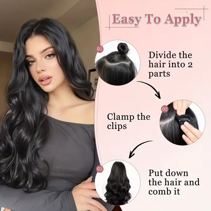 Extension de cheveux synthétiques longs bouclés ondulés de 20 pouces