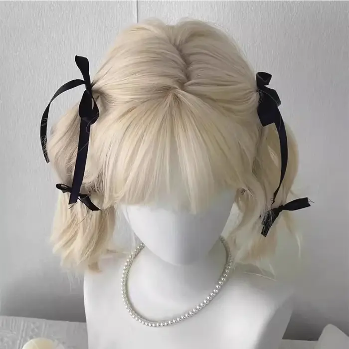 Perruque synthétique Lolita cheveux courts bouclés 12 pouces