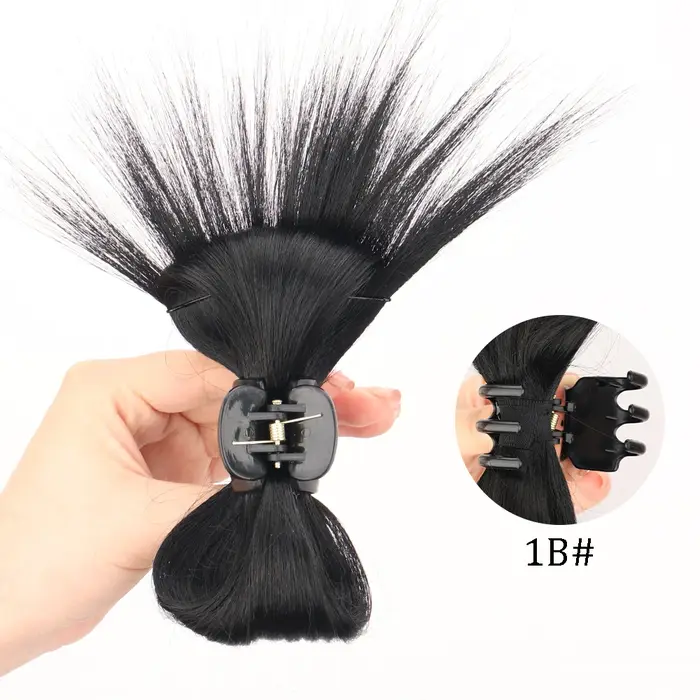 Extension de faux cheveux synthétiques chignon droit avec griffe Updo plume de poulet volant tête po