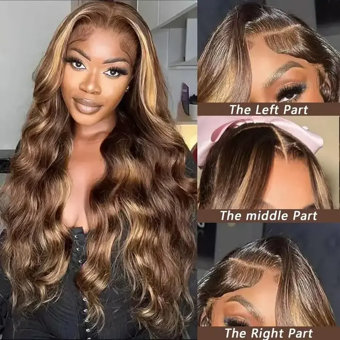 Perruque en cheveux humains de couleur blonde ombrée P4/27
