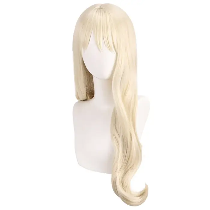 Perruque synthétique longue blonde ondulée pour filles